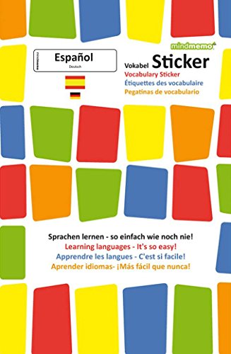 mindmemo Vokabel Sticker - Grundwortschatz Spanisch / Deutsch - 280 Vokabel Aufkleber für Kinder und Erwachsene Spanisch lernen leicht gemacht ... Lernen ganz einfach - 3D Lernhilfe von phiep Verlag